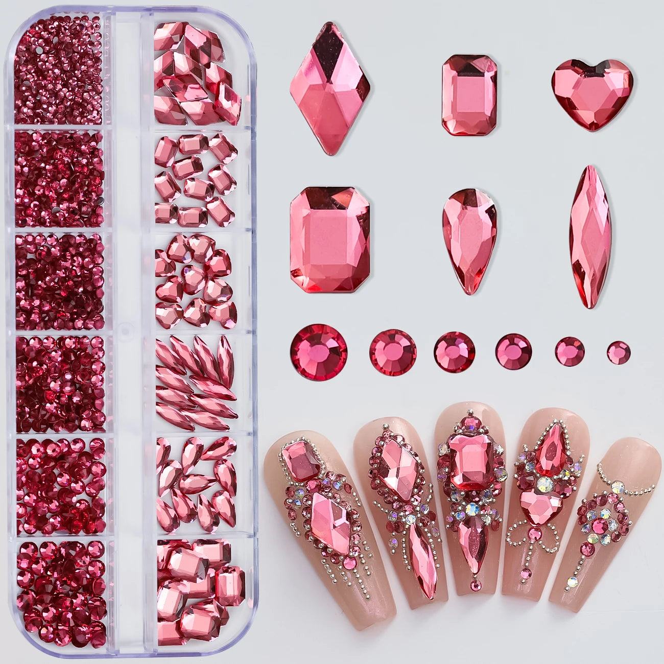 180 Uds. diamantes de imitación de cristal AB de espalda plana, gemas de diamantes de formas múltiples, piedras de cristal azul púrpura para decoración de uñas DIY