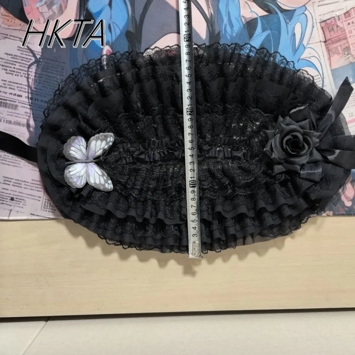 Lolita Flowers Pleated Lace Print Lace Up Women Straw Hat Spring Sweet Girls Cosplay Hair Clip Cap Kawaii Lolita Caps Black Hat