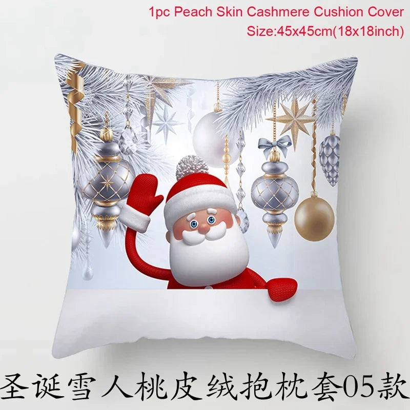 Merry Christmas Cushion Cover Christmas Decorations for Home 2021 Cristmas Ornament Noel Xmas Decor Navidad Happy New Year Gifts