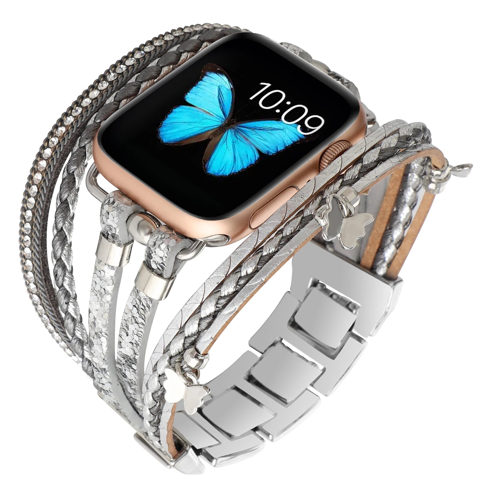 Metal Strap For Apple Watch Band Series876 SE54Ultra Women Jewelry Bracelet Chain IWatch 49mm 45mm 41mm 40mm 38 44mm Peal Wrist