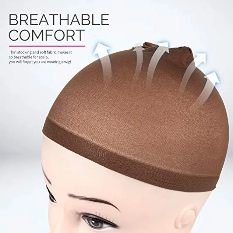 Wig Cap, 4 pieces Dark Brown Stocking s Stretchy s for Women