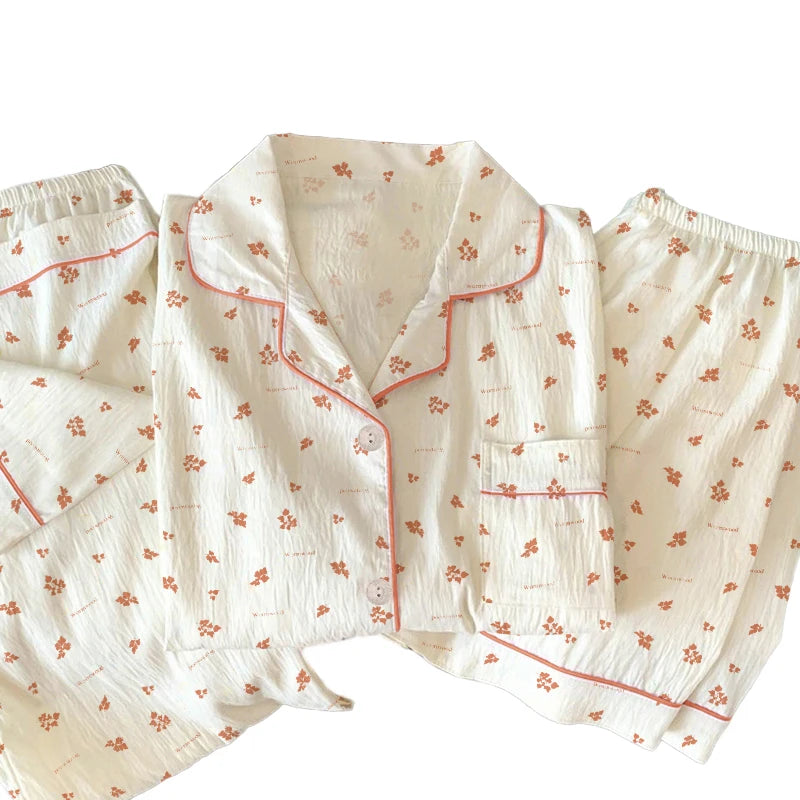 Women Pajamas Sets Short Sleeve Nightwear Top and Pants Sleepwear 3 Piece Pjs Loungewear Fashion Print Pyjamas Set Nightwear