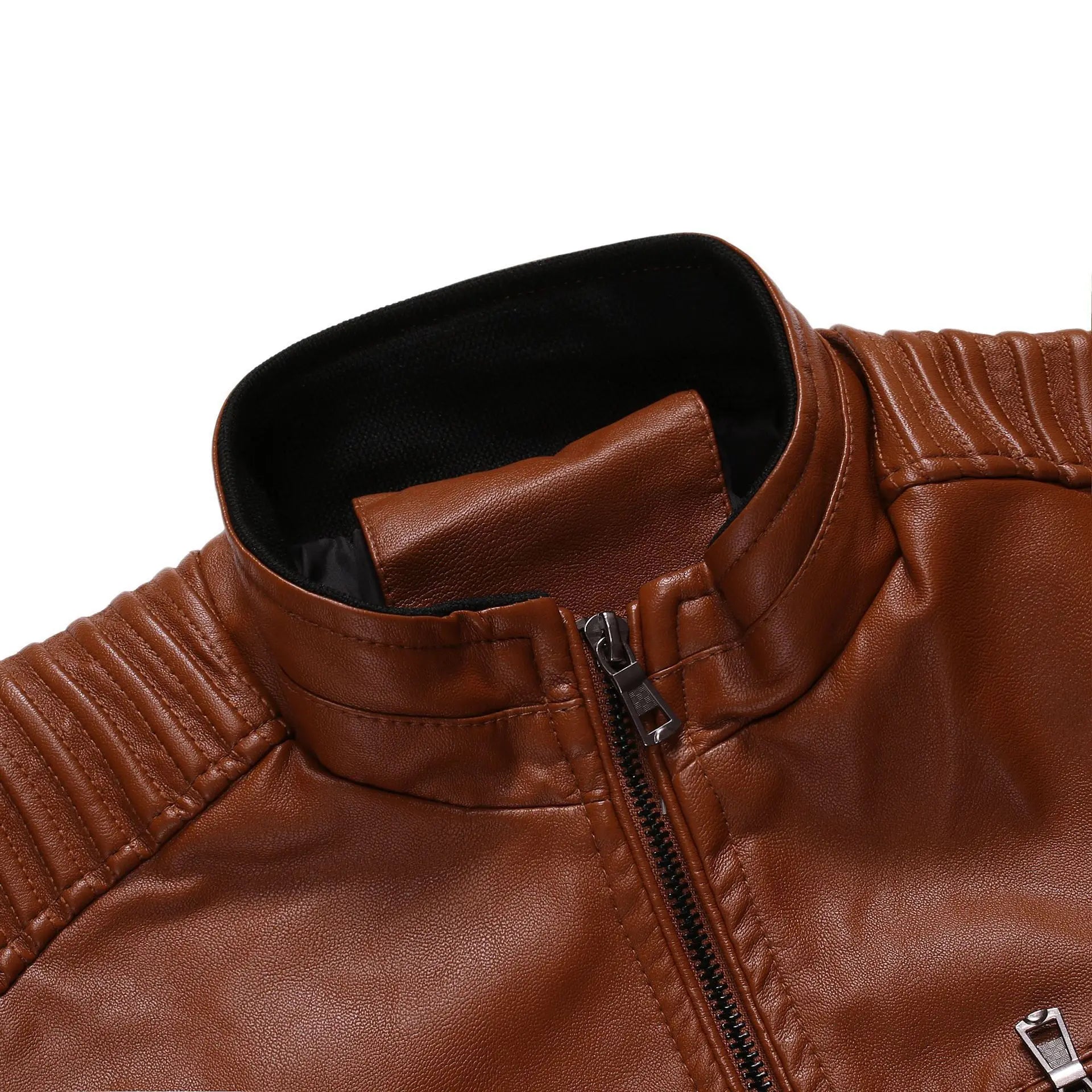 Men's Jacket Fashion Mens Vintage Leather Jackets Casual Men Faux Leather Motorcycle Jackets Biker Zipper Pockets Coats