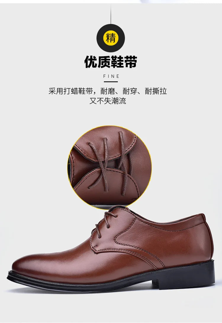 Chaussures habillées pour hommes, chaussures décontractées en cuir, chaussures de mariage, de créateur, à bout pointu, noires, pour le bureau et l'hiver