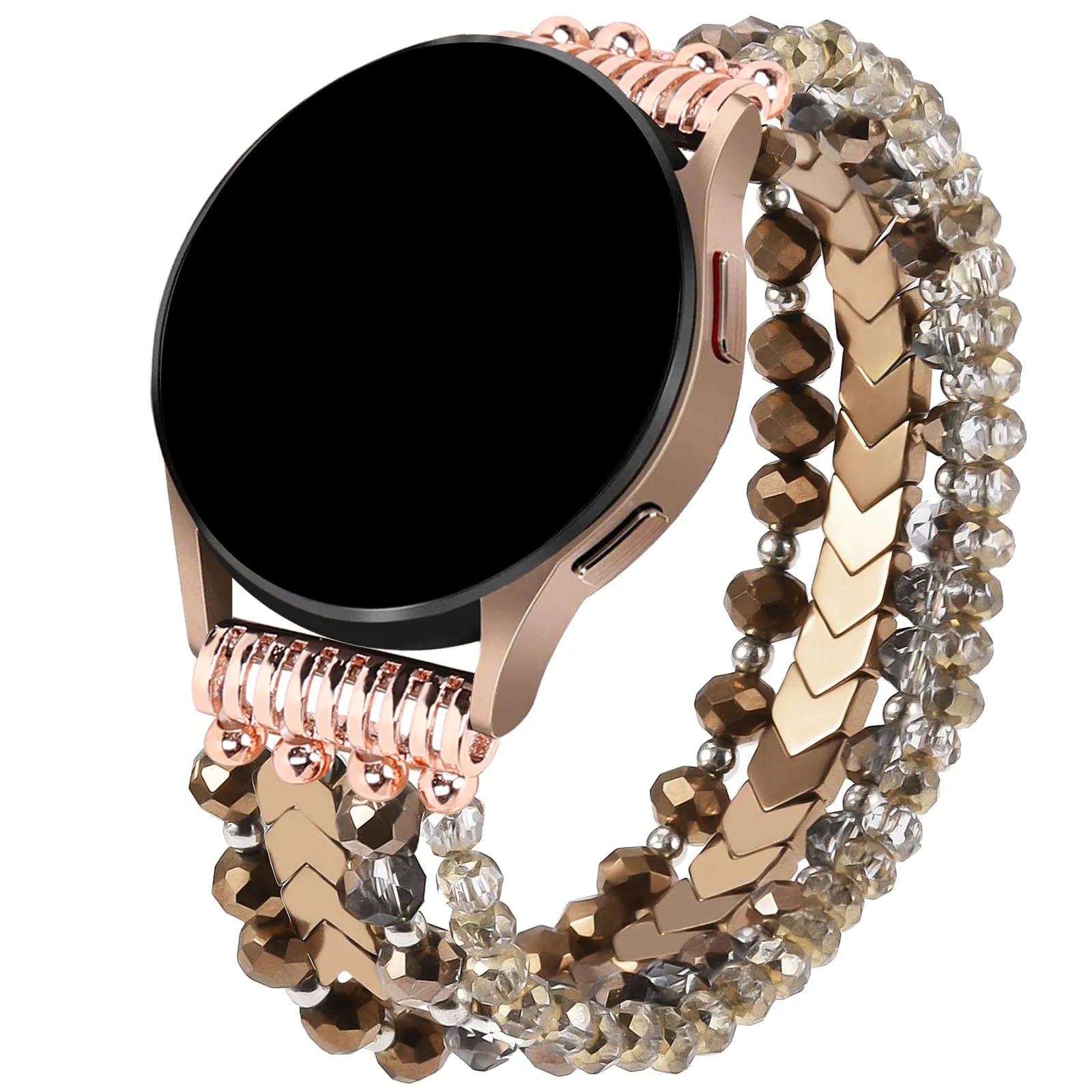for Samsung Galaxy Watch 6/5/4 40/44mm Bands/Active 2 Watch 4 42/46mm Band Women, 20mm Handmade Fashion  Elastic Crystal Beads