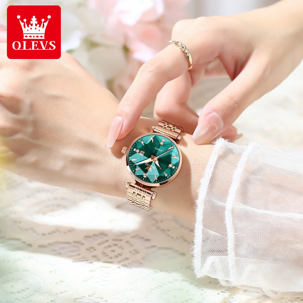 OLEVS 5536 Women's Watch High Quality Elegant Jewelry Design Waterproof Quartz Watch Luxury Rose Gold Women's Watch Reloj Mujer