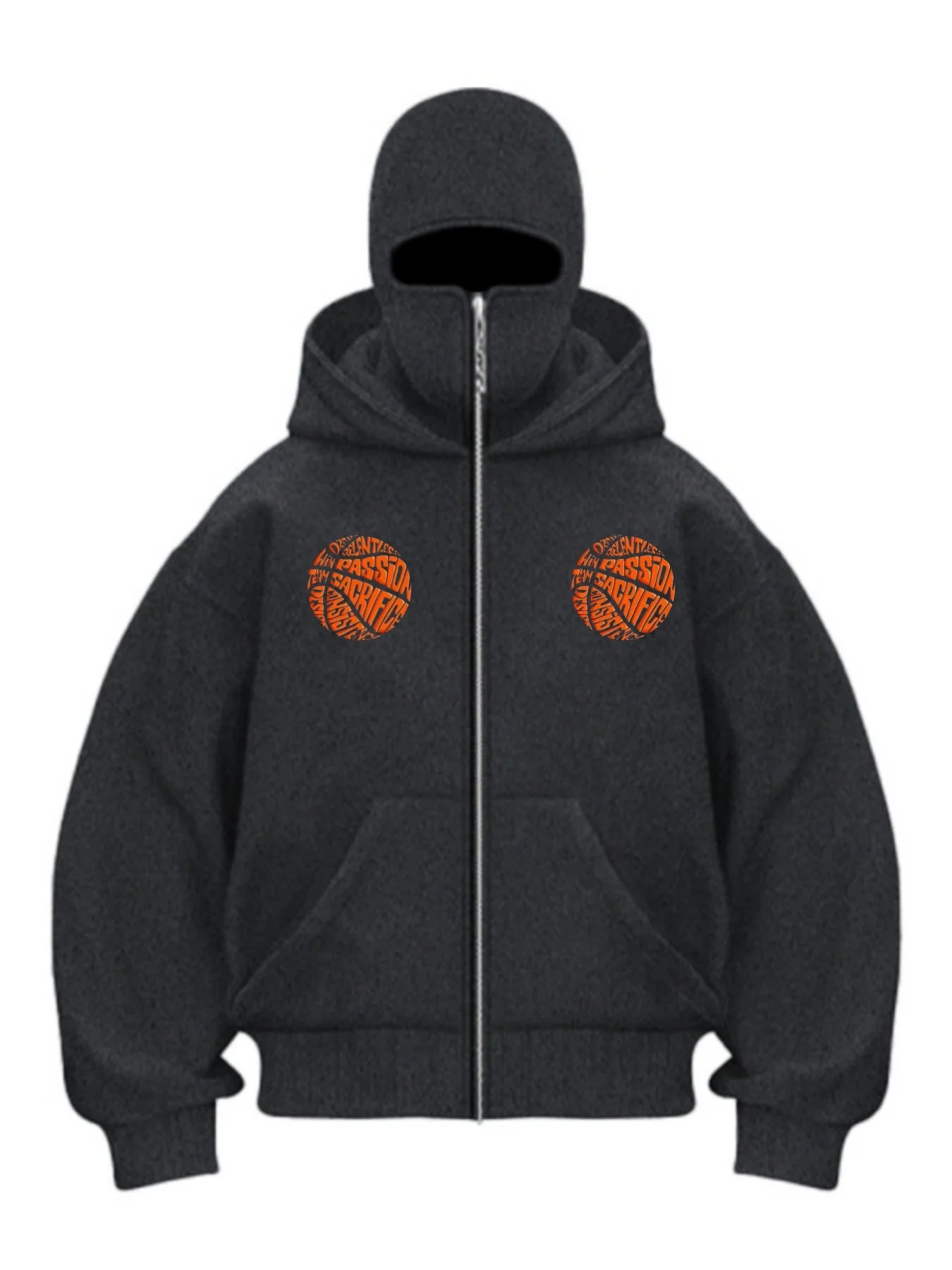 Balaclava Men Zip Hoodie Winter Warm Casual Sweatshirt Y2K with Hooded Face Mask Zipper Design Sports Jacket Outdoor Activities