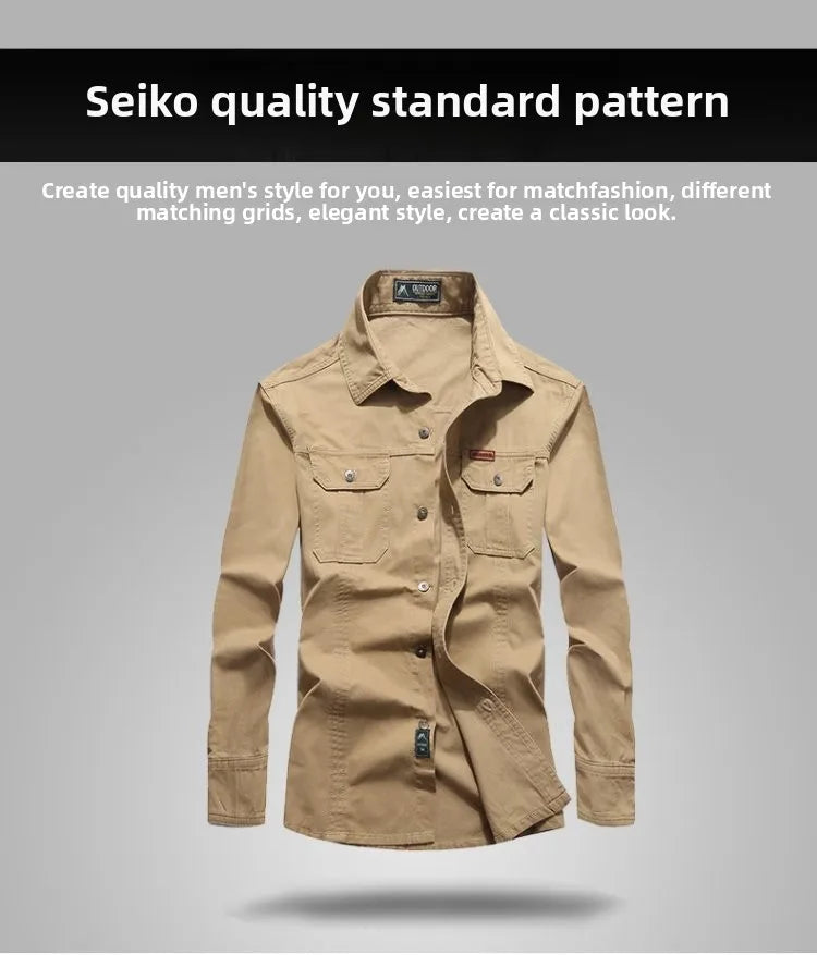 Men's shirt checkered long sleeved shirt new spring and autumn business shirt fashionable for middle-aged and young people