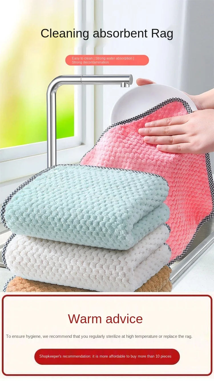 Paño de cocina Trapo de microfibra trapo de cocina paño para platos antiadherente toalla de limpieza de mesa engrosada almohadilla absorbente de limpieza para el hogar