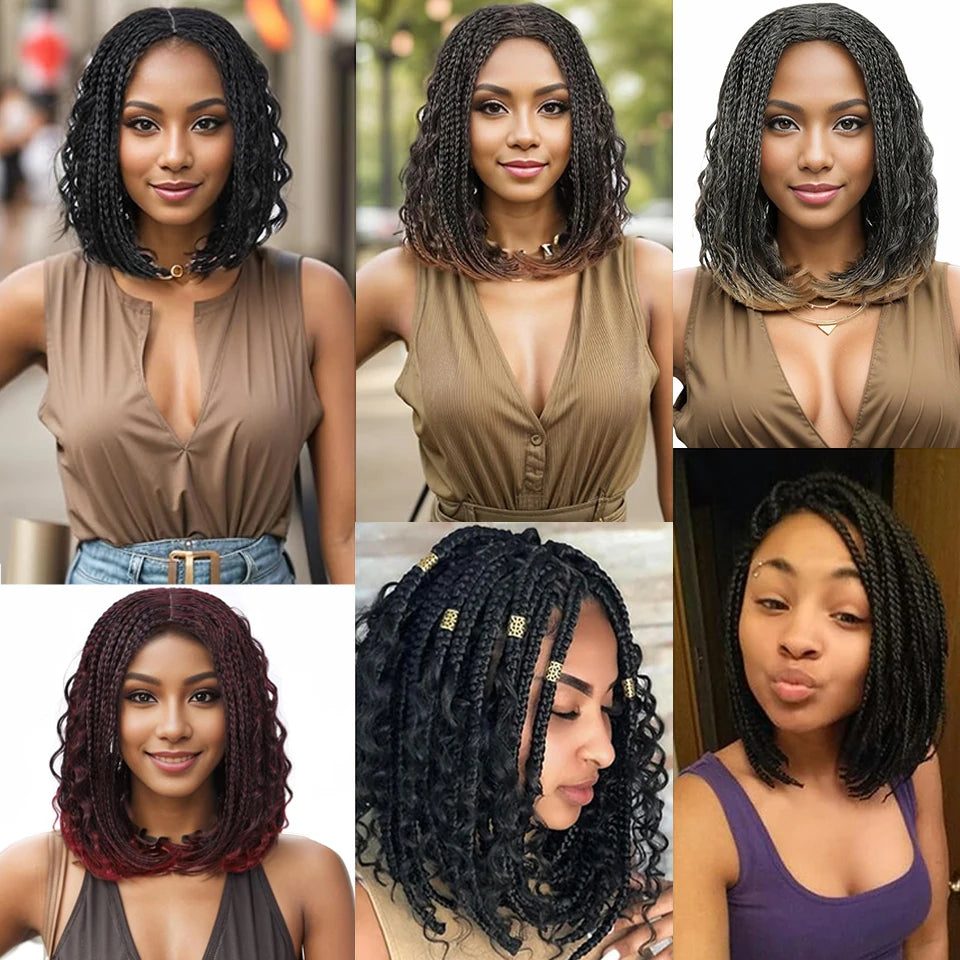 Pelucas de trenzas de caja estilo Bob para mujeres negras, de 12 pulgadas, pelucas de pelo sintético trenzado a ganchillo en oferta, liquidación, peluca corta negra