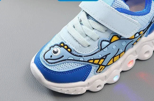 LED-barn søte tegneserie gutter casual joggesko for barn sko jente mesh pustende belysning sko baby opplyst sko