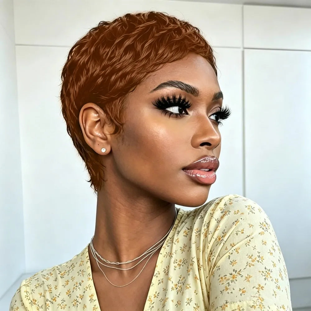 pixie cut short layered human hair wigs for women gift wig pixie cut wig pixie wig 4inch 150% density human hair wigs machine made 30 color