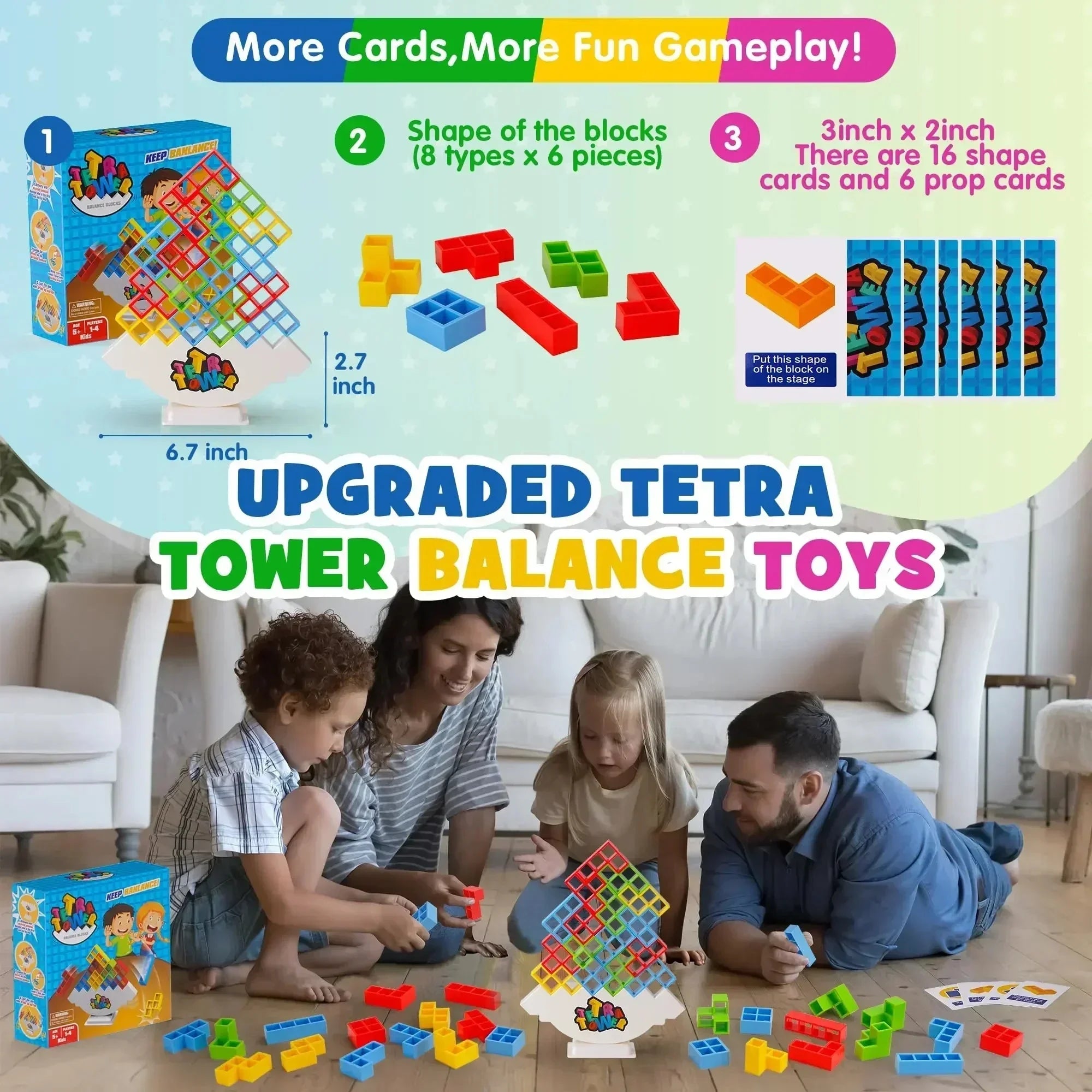 Puzles Tetra Tower Divertido Juego de Mesa de Equilibrio para Apilar Bloques de Construcción para Niños, Adultos, Amigos, Equipo, Dormitorio, Noche de Juegos Familiares, Fiesta