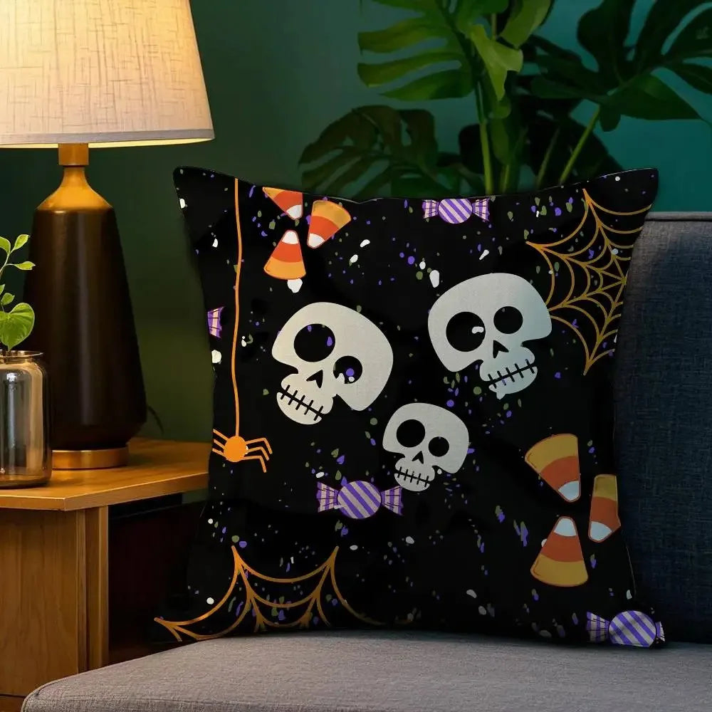Halloween Horror Spider Web Printed Cushion Cover Sofa Decoration Home Printing Cute Cushion Cover Halloween Party Decoration