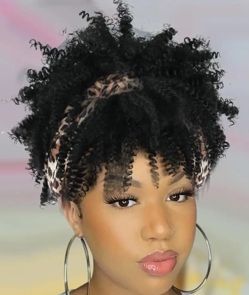 Curly Wig with Headscarf (2-in-1)