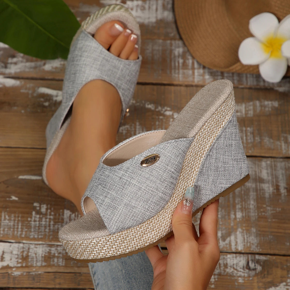 Sandales compensées pour femmes – Sandales à plateforme confortables à enfiler