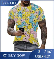 Luxury Men's T-Shirt Animal Tees Gold Lion 3d Print Short Sleeved T-Shirt Summer Casual Men's Clothing Oversized European Tops