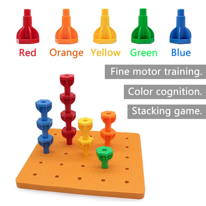 Juguetes Montessori para niños: Bloques apilables, juego de mesa de construcción de bloques de partículas grandes para educación temprana