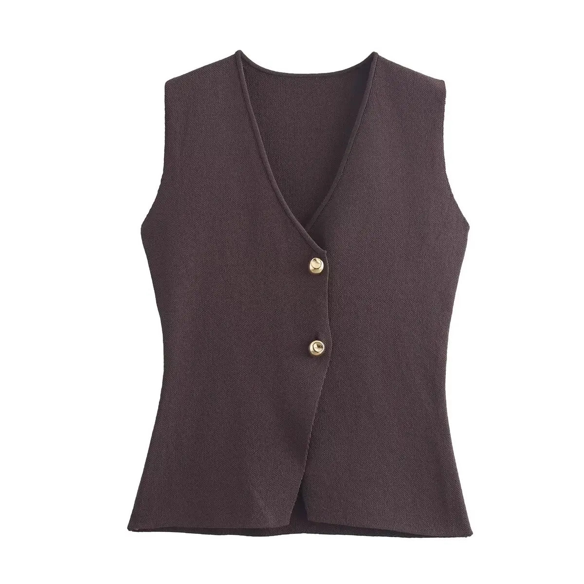 TRAFZA Women Skirt Set Wine Red Knitted V-Neck Sleeveless Slim Vest +Solid High Waist Zipper Patchwork Long Skirt Street