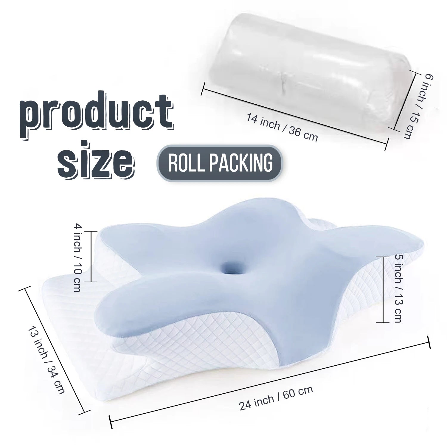 Cervikalpute for nakke og skulder, nakkepute i minneskum, oppgradert ergonomisk ortopedisk nakkestøttepute for ryggen