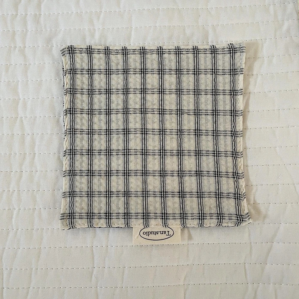 Dessous de verre style coréen fait main en coton à carreaux, coussin isolant, set de table, décoration de la maison, accessoire de cuisine
