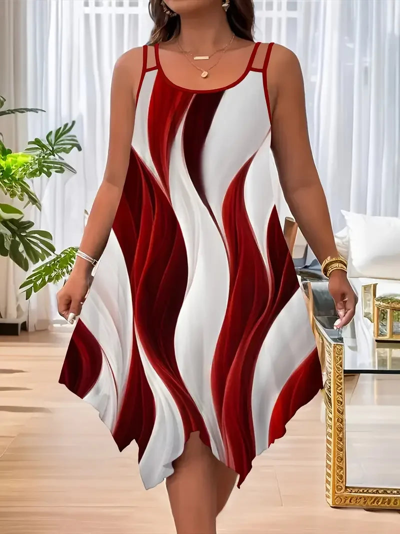 Plus-Size Geometric Striped Dress