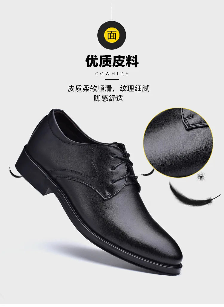 Chaussures habillées pour hommes, chaussures décontractées en cuir, chaussures de mariage, de créateur, à bout pointu, noires, pour le bureau et l'hiver