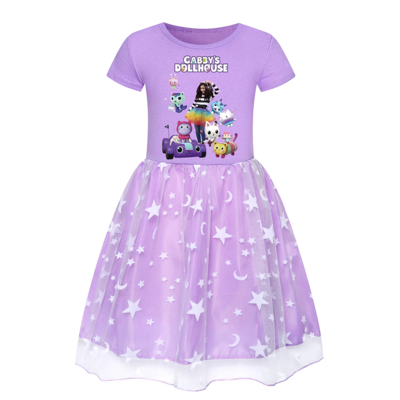 Newest Gabby Doolhouse Clothes Baby Girl Gabbys Cat Dress for Kids Girls 11 To 12 Children Summer Short Sleeve Princess Vestidos
