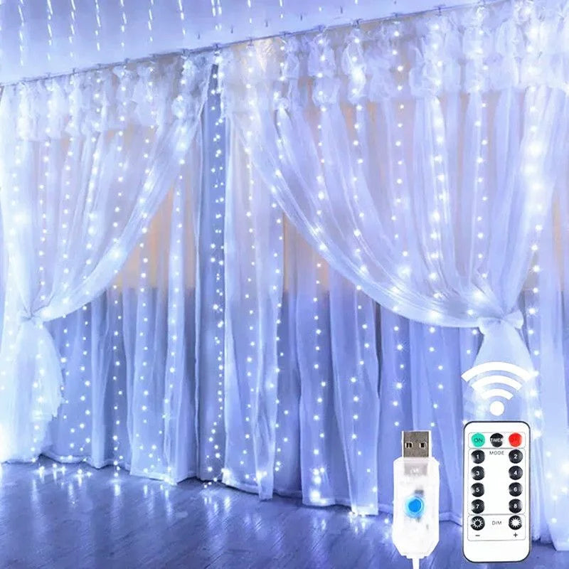 LED String Lights Christmas Decoration Remote Control USB Wedding Garland Curtain 3M Lamp Holiday For Bedroom Bulb Outdoor Fairy