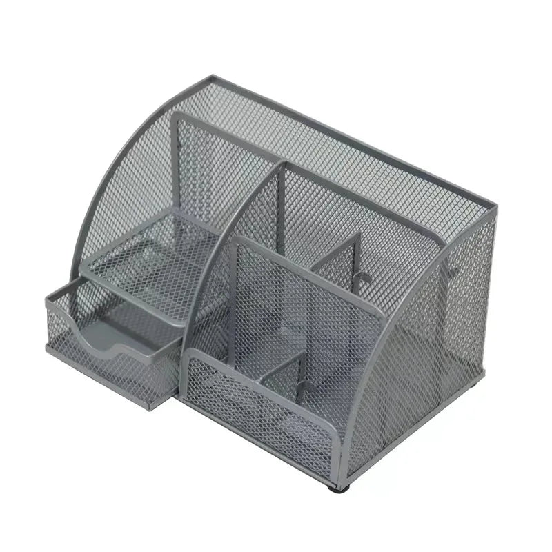 Mesh Pen Holder and Organizer with 7 Compartments and Drawers for Office, Workspace, Business, Home Use