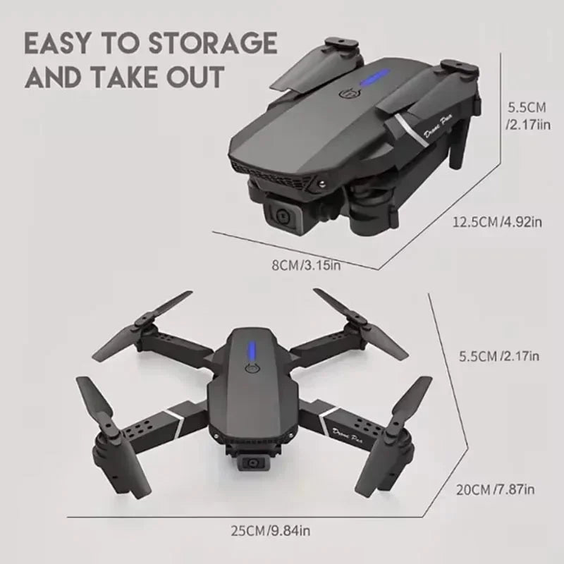 E88Pro RC Drone 4K Professinal With 3 Battery 1080P Wide Angle HD Camera Foldable Helicopter WIFI FPV Height Hold Gift Toy