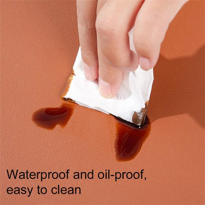 PU Placemats For Table Waterproof Non-Slip Insulation Leather Place Mats Set Style Christmas Coaster Cup Mat Elliptical Bicolor