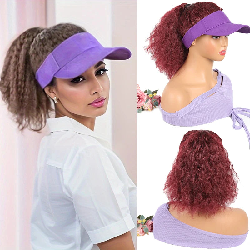 Purple Ponytail Hat Wig