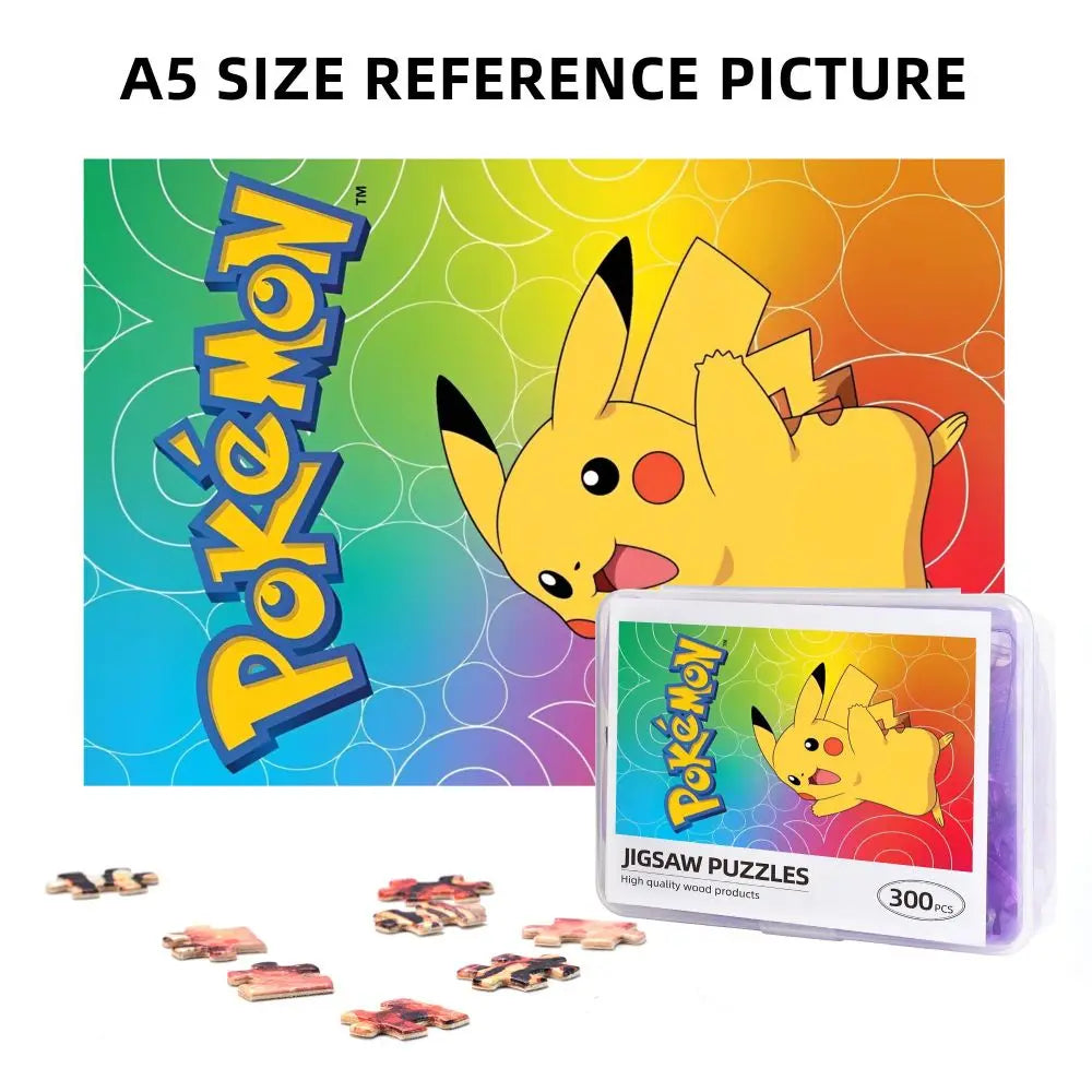 Pokemon Characters Pikachu Cartoon Wooden Puzzles for Children Jigsaw Puzzles 300 Pieces Educational Toys Gift for Kids