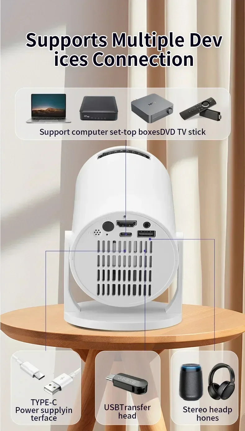 Projector  270° Adjustable LED 1080P Portable Movie Projector for Android Phone USB TV Stick Laptop