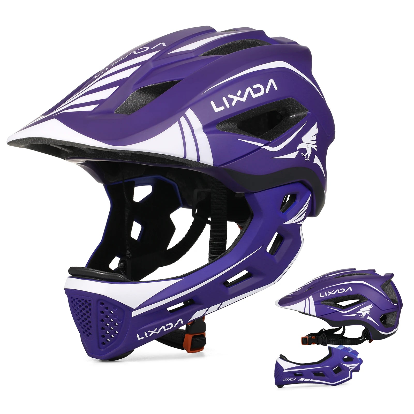 Kids Detachable Full Face Helmet Children Sports Safety Bike Helmet Protective Gear Cycling Skateboarding Roller Skating Scooter