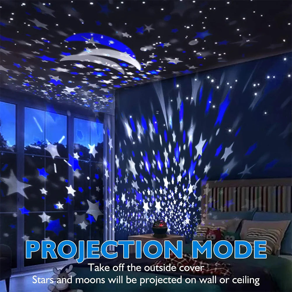 Star Night Light for Kids Nebula Star Projector Lamp 360 Degree Rotation 4 LED Bulbs 12 Light Color Changing with USB Cable Gift