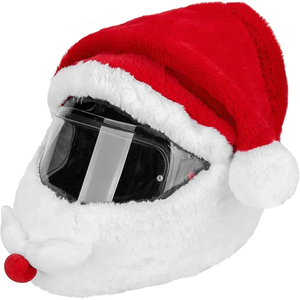 1pcs Santa Claus Helmet Cover Plush Christmas Hat for Motorcycle Helmet Happy New Year Party Supplies Xmas Cosplay Accessoories