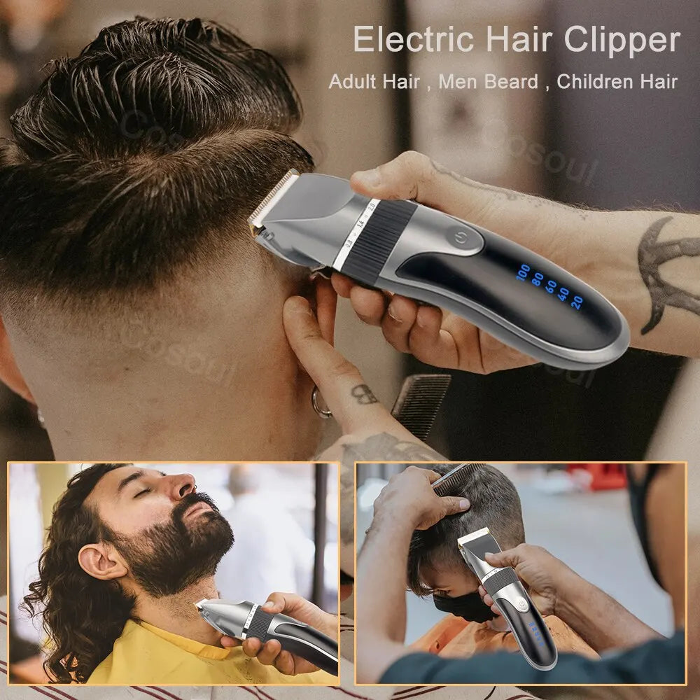 Hair Clipper for Men & Kids - Barber-Grade Beard Trimmer with Ceramic Blades Low Noise Precision Hair Cutting Machine