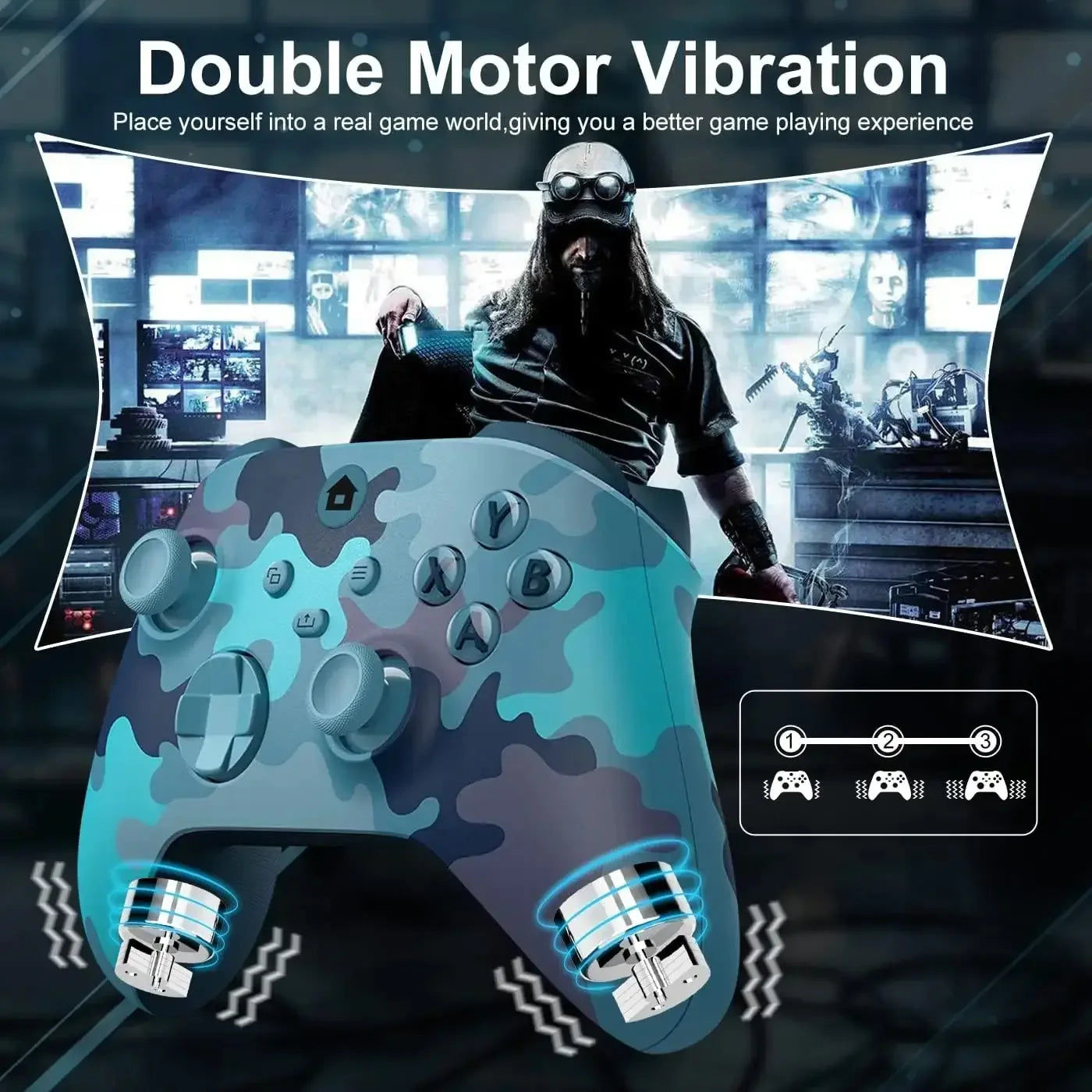 2M Wired Gaming Controller Joystick Gamepad with Dual-Vibration Compatible with PS3, Switch, Windows 11/10/8/7 PC PC001