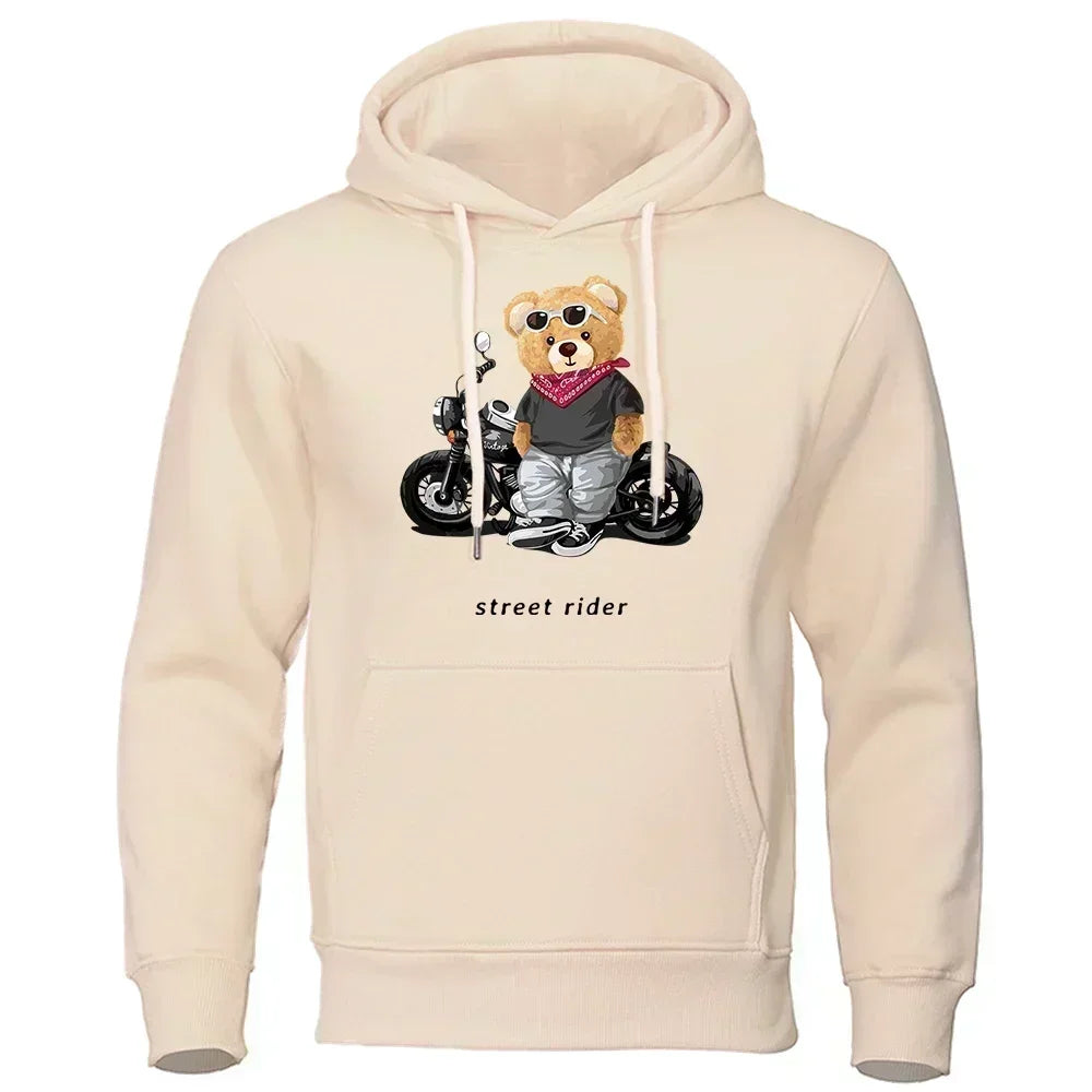 Men's Teddy Bear Hooded Sweatshirt, Super Big Hat Sweatshirt, Casual, Loose, Personalized, Fun, Suitable for Motorcycle Riders