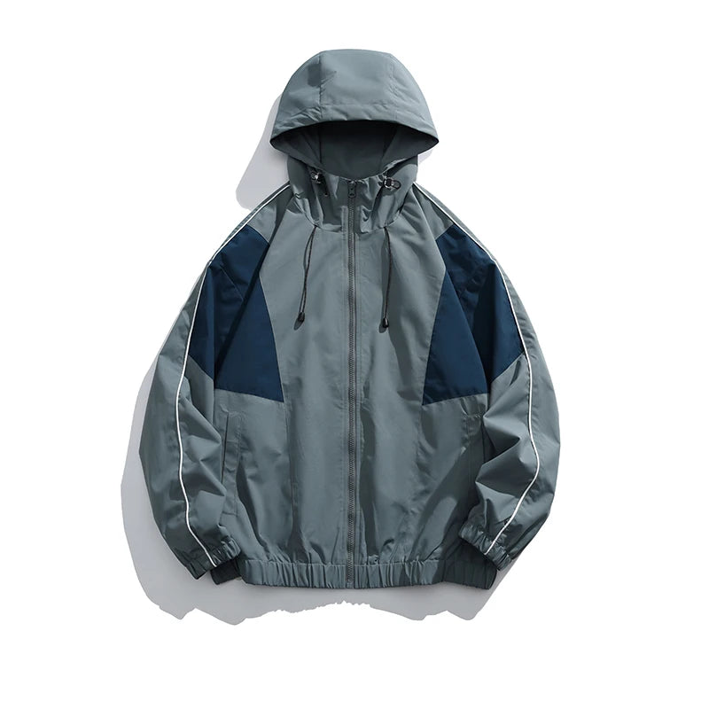 Trendy Men's Outdoor Jacket Fashionable Casual Windbreaker with Hood Suitable for Mountain Cycling Climbing Traveling Camping