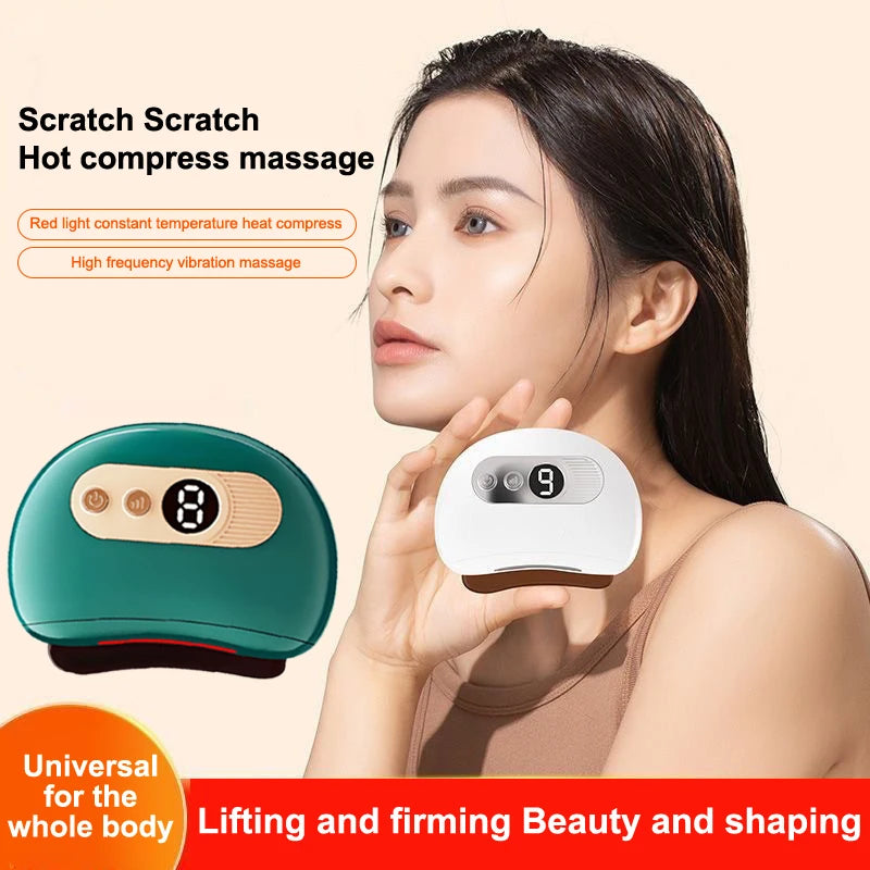 Masajeador eléctrico USB Guasha, piedra caliente, calentamiento por vibración, tabla de raspado, masaje de cuello y espalda, herramientas faciales Gua Sha para lifting facial