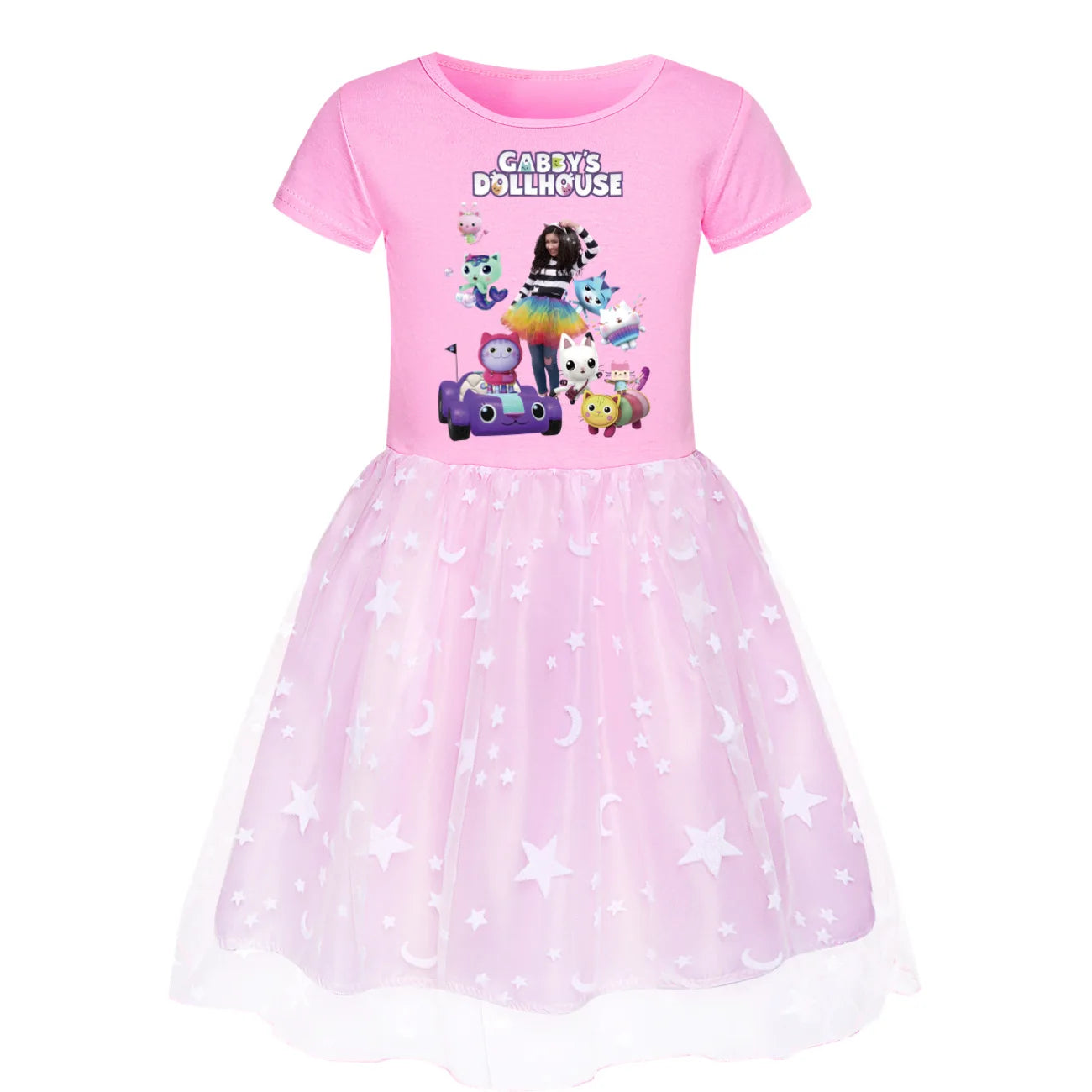 Newest Gabby Doolhouse Clothes Baby Girl Gabbys Cat Dress for Kids Girls 11 To 12 Children Summer Short Sleeve Princess Vestidos