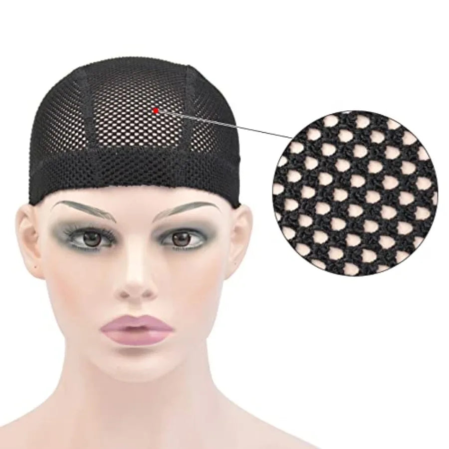 2 Pcs Black Mesh Dome Wig Cap Elastic Crochet Braid Wig Caps for Making Wig Black S