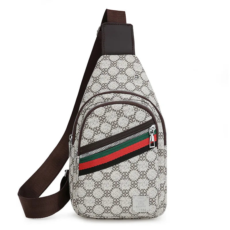 Bolso de pecho cruzado de cuero PU para hombre – Bandolera multifunción urbana