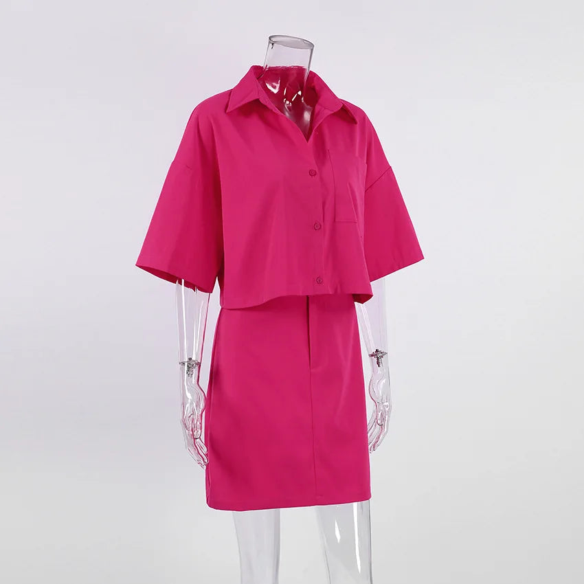 Summer New Punk Skirt Women'S Suit Fashion Casual Half Skirt Short Shirt Short Skirt Suit Two Piece Sets Womens Outifits