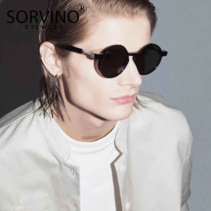 SORVINO Round Women Steampunk Sunglasses Red Yellow Gradient Sun Glasses Fashion Brand Designer Men Trendy Shades UV400 Gafas
