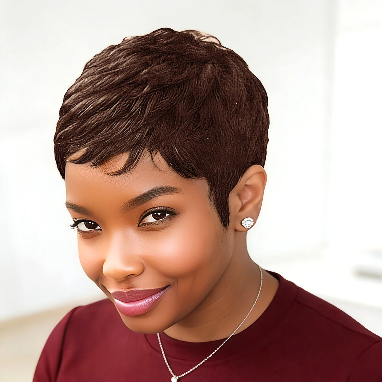 Peluca Rizada 99J de Color Natural Cabello Humano Pelucas Hechas a Máquina Completas Pelucas Cortas de Cabello Humano para Mujeres