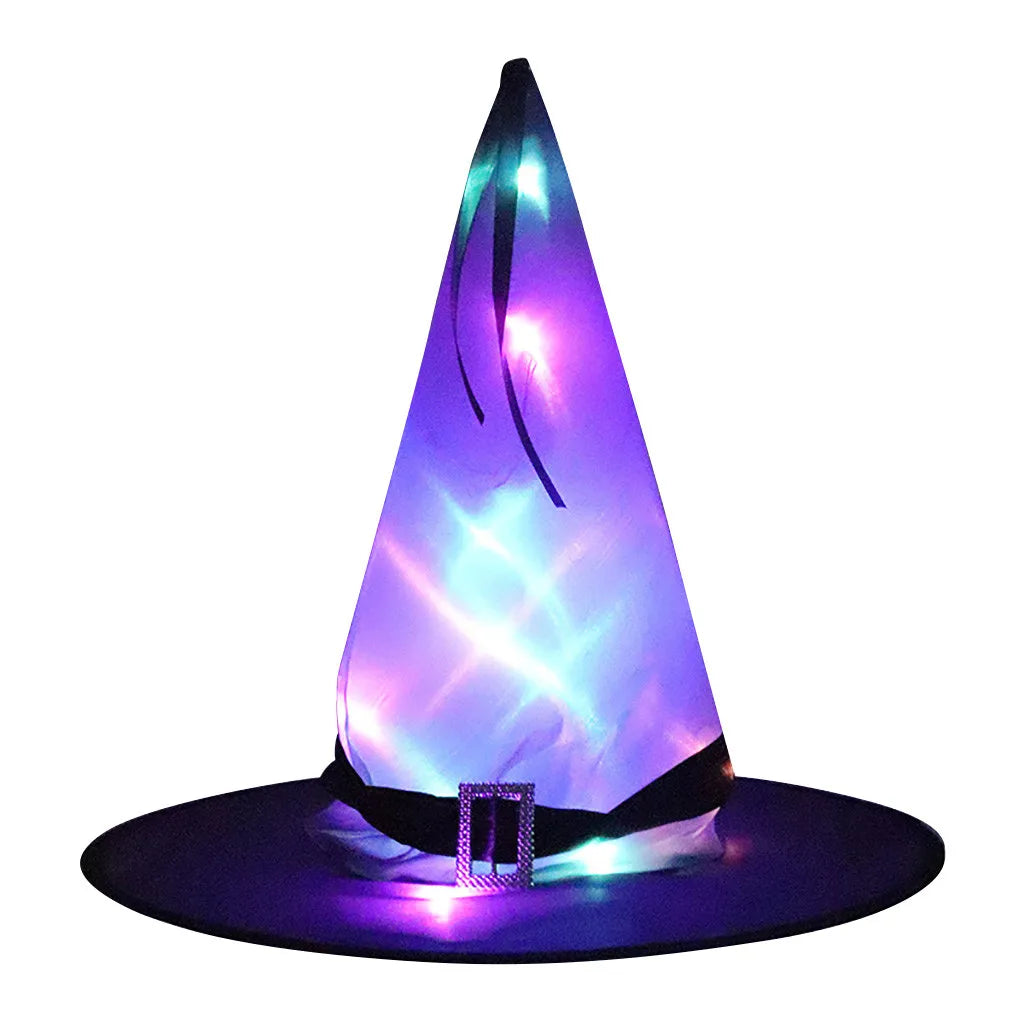 Halloween Decoration Glowing Hat Outdoor Hanging Lighted Glowing Witch Hat Lights String Battery Outdoor Yard Tree Decorations